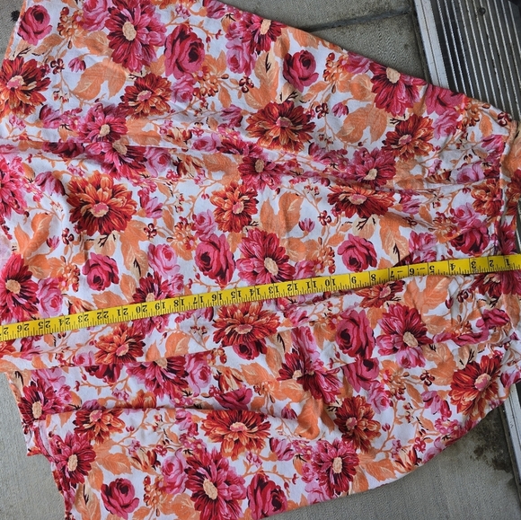 Pink and Red Smocked A-Line Midi Skirt - Picture 9 of 9